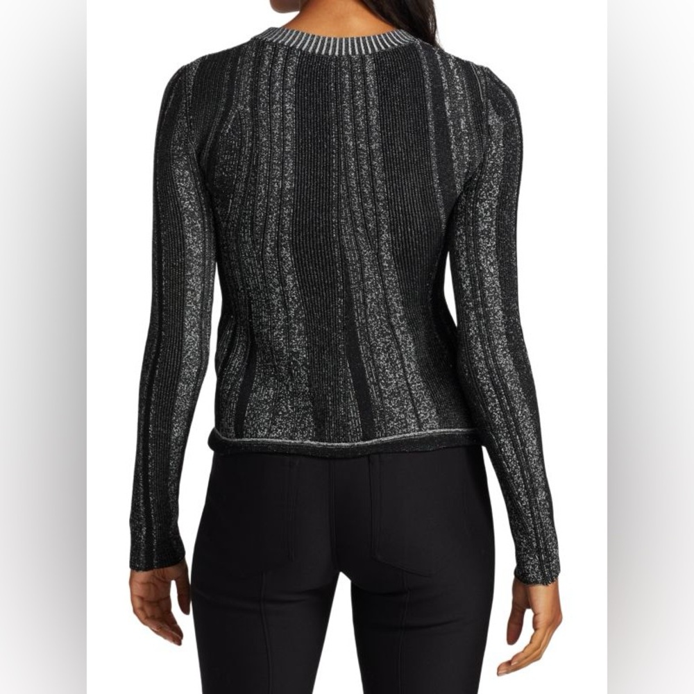Proenza Scouler Ottoman Metallic Peplum Knit Top Sz S - Picture 3 of 6